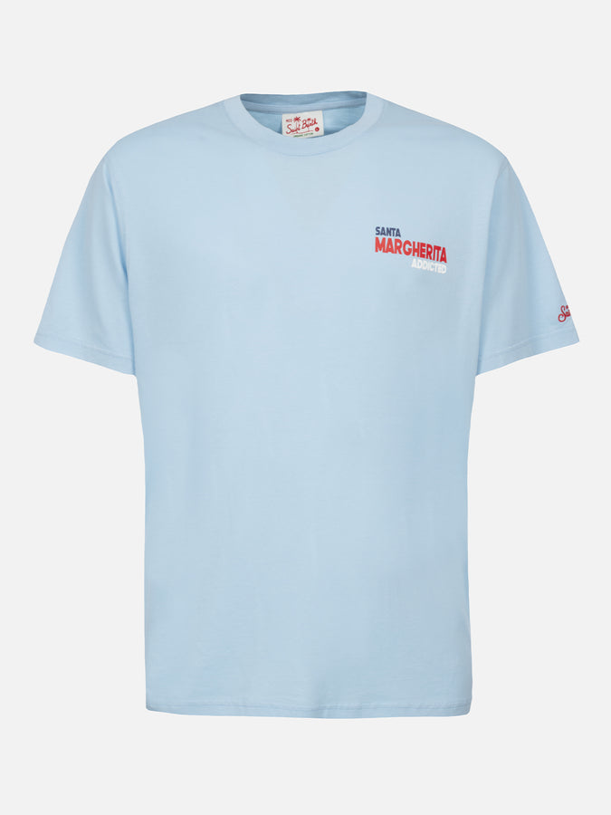 Mc2 Saint Barth T-shirt Uomo In Cotone Con Stampa Piazzata Cartolina Santa Margherita Addicted