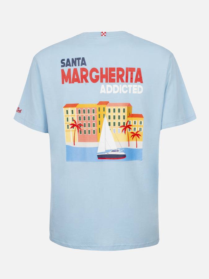 Mc2 Saint Barth T-shirt Uomo In Cotone Con Stampa Piazzata Cartolina Santa Margherita Addicted
