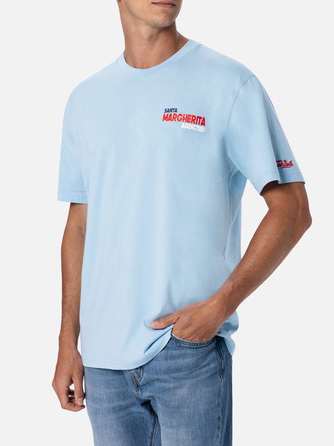 Mc2 Saint Barth T-shirt uomo in cotone con stampa piazzata cartolina Santa Margherita Addicted