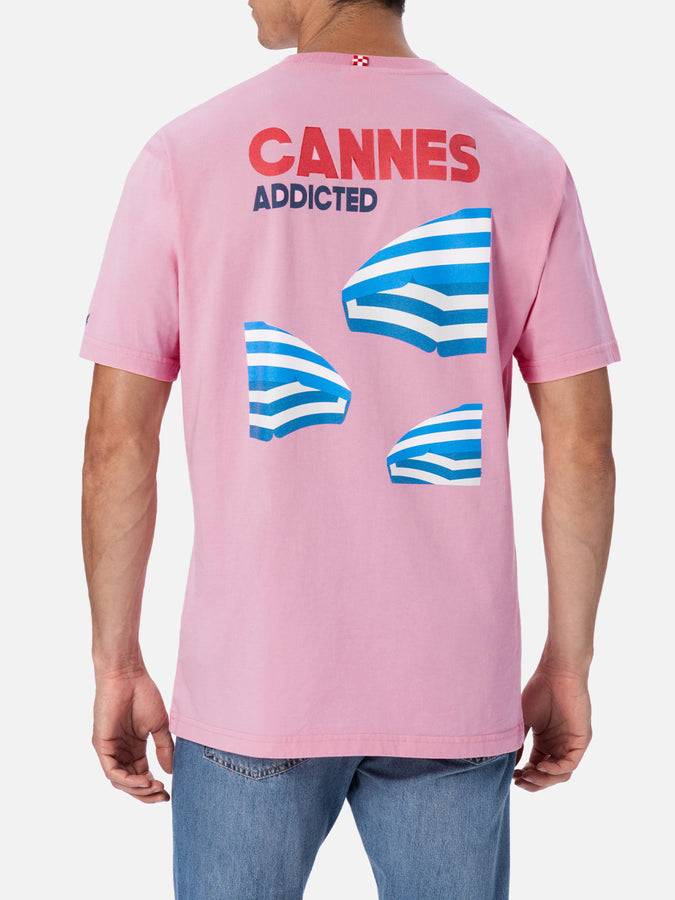Mc2 Saint Barth T-shirt Uomo In Cotone Con Stampa Piazzata Cartolina Cannes Addicted
