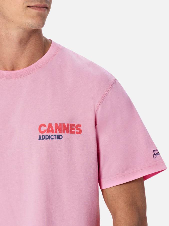 Mc2 Saint Barth T-shirt Uomo In Cotone Con Stampa Piazzata Cartolina Cannes Addicted