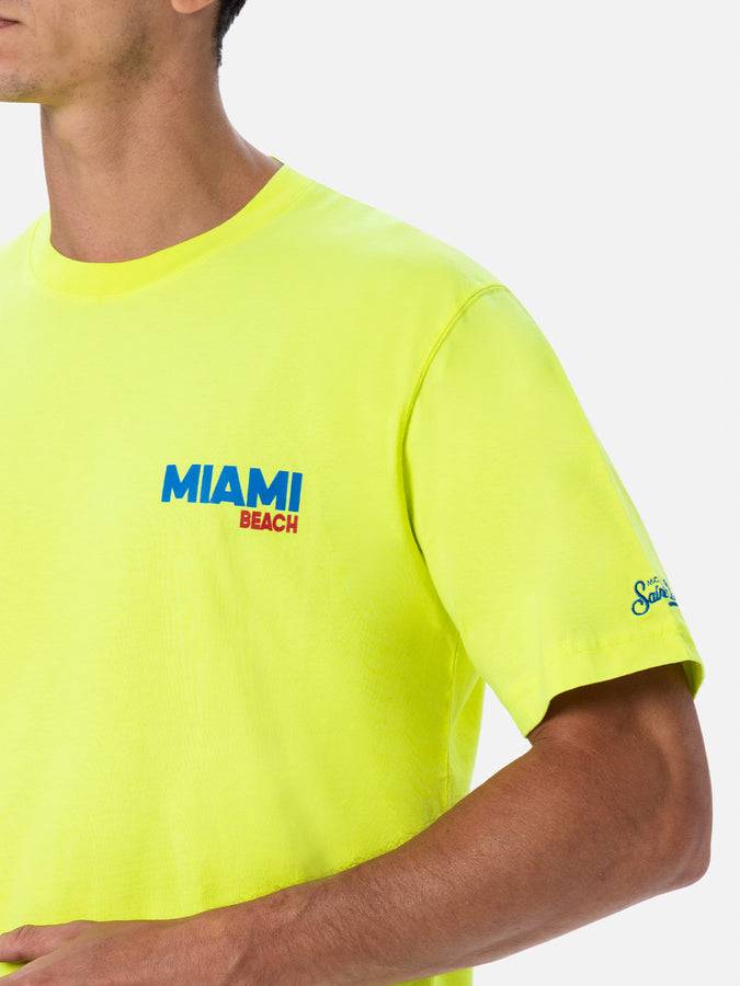 Mc2 Saint Barth T-shirt Uomo In Cotone Con Stampa Piazzata Cartolina Di Miami Beach