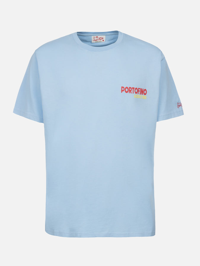 Mc2 Saint Barth T-shirt Uomo In Cotone Con Stampa Piazzata Cartolina Portofino Addicted