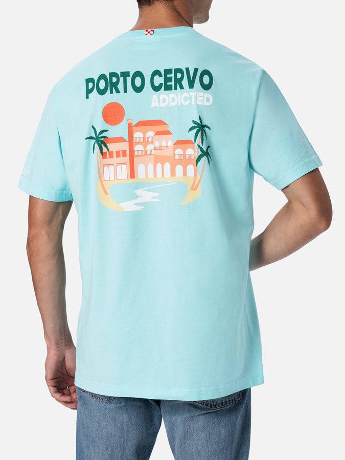 Mc2 Saint Barth T-shirt Uomo In Cotone Con Stampa Piazzata Cartolina Porto Cervo Addicted