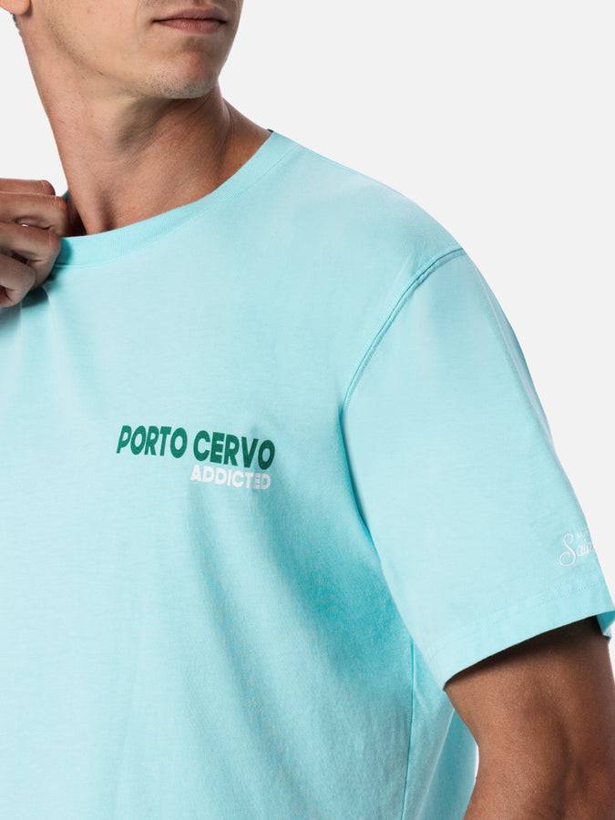 Mc2 Saint Barth T-shirt Uomo In Cotone Con Stampa Piazzata Cartolina Porto Cervo Addicted