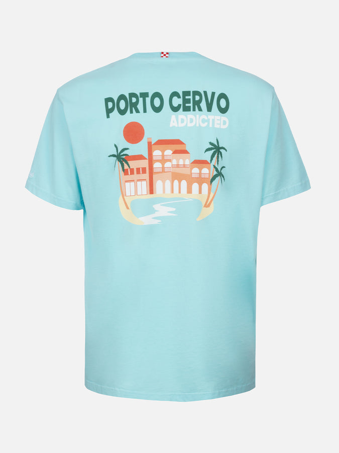 Mc2 Saint Barth T-shirt Uomo In Cotone Con Stampa Piazzata Cartolina Porto Cervo Addicted