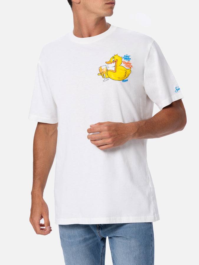 Mc2 Saint Barth T-shirt Uomo In Cotone Con Stampa Piazzata Fronte E Retro Cryptopuppets Ducky Aperitif | EDIZIONE SPECIALE CRYPTOPUPPETS