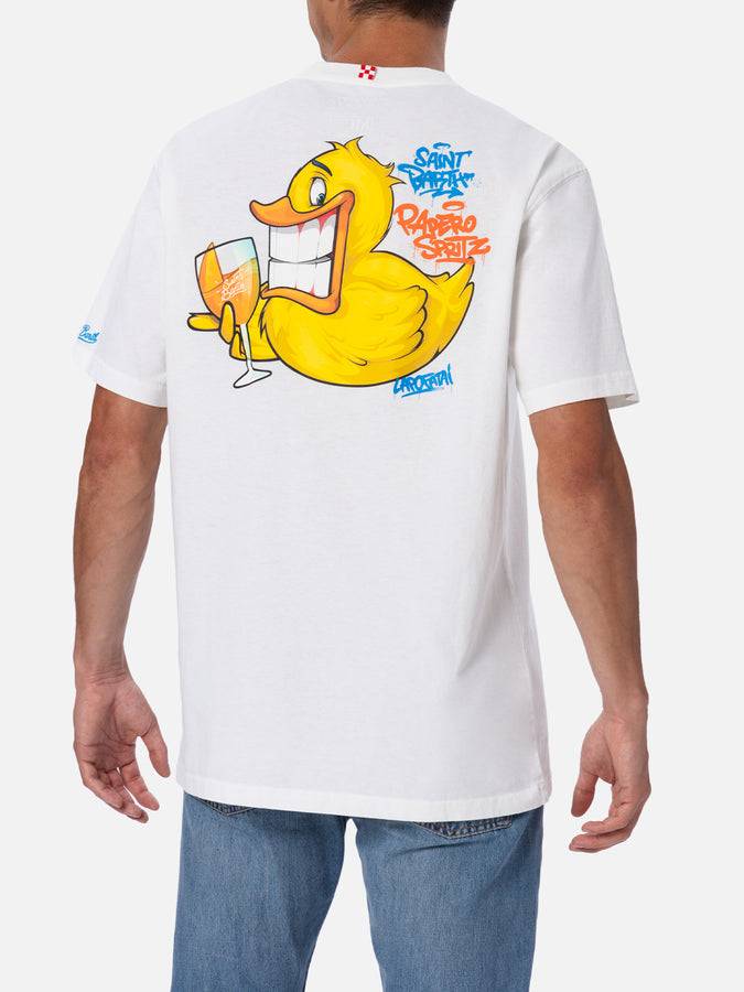 Mc2 Saint Barth T-shirt Uomo In Cotone Con Stampa Piazzata Fronte E Retro Cryptopuppets Ducky Aperitif | EDIZIONE SPECIALE CRYPTOPUPPETS