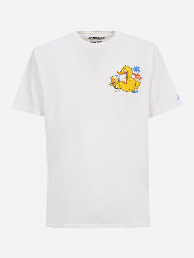Mc2 Saint Barth T-shirt Uomo In Cotone Con Stampa Piazzata Fronte E Retro Cryptopuppets Ducky Aperitif | EDIZIONE SPECIALE CRYPTOPUPPETS