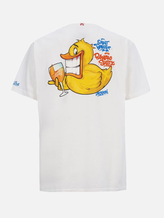 Mc2 Saint Barth T-shirt Uomo In Cotone Con Stampa Piazzata Fronte E Retro Cryptopuppets Ducky Aperitif | EDIZIONE SPECIALE CRYPTOPUPPETS