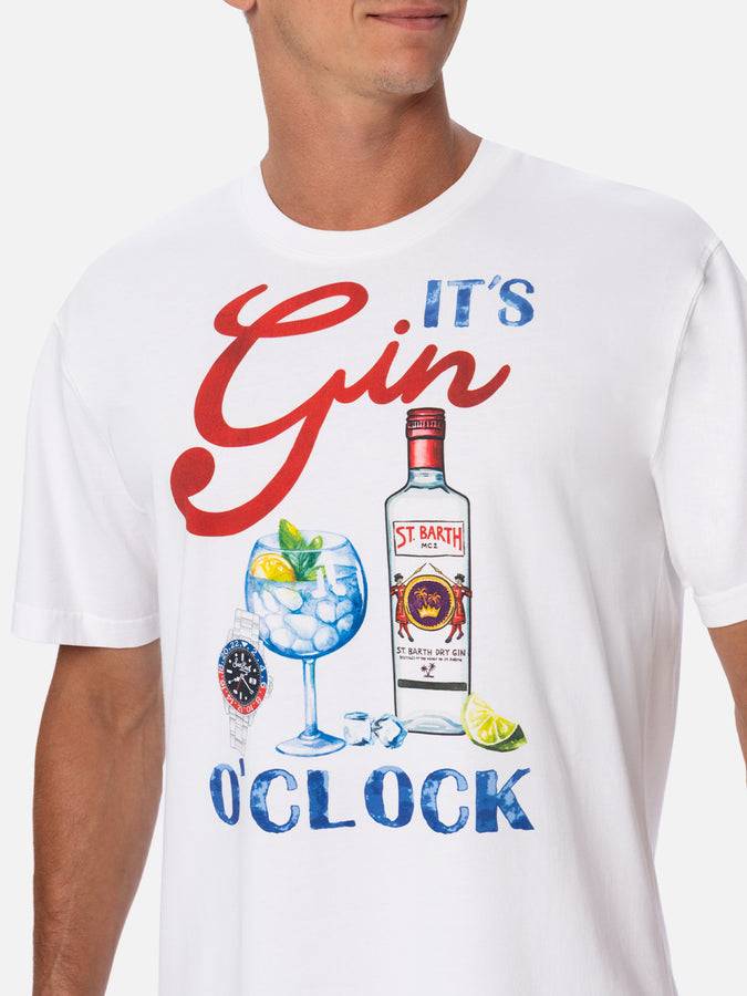 Mc2 Saint Barth T-shirt Uomo In Cotone Con Stampa Piazzata It's Gin O'clock