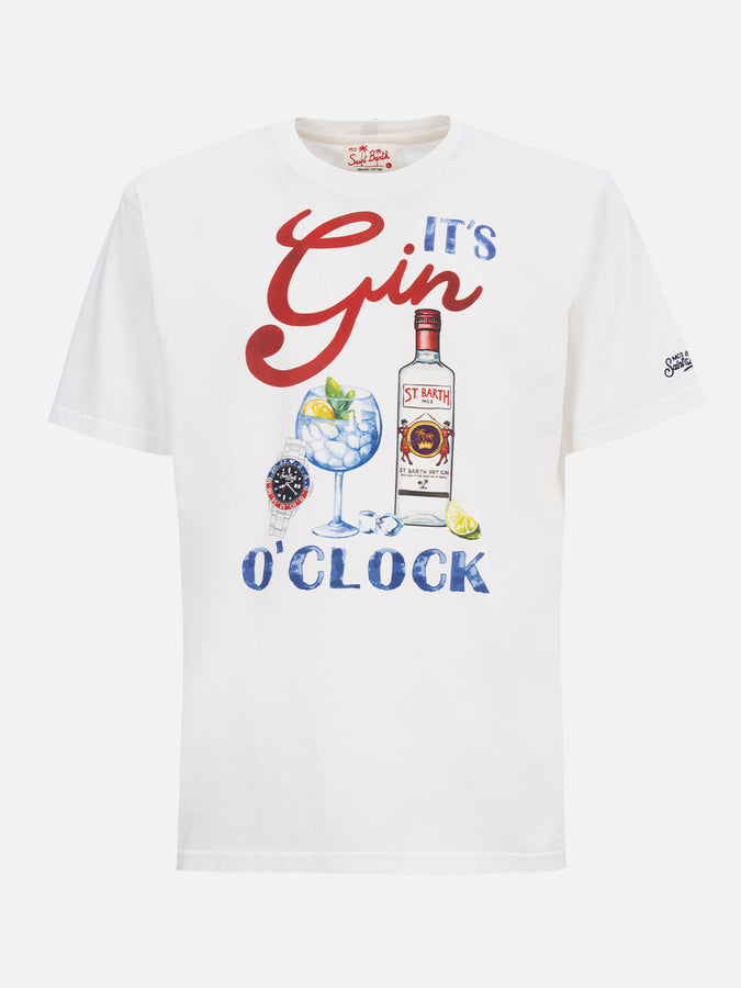 Mc2 Saint Barth T-shirt Uomo In Cotone Con Stampa Piazzata It's Gin O'clock