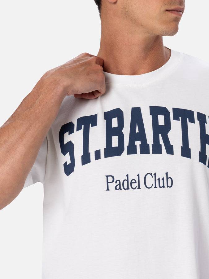 Mc2 Saint Barth T-shirt Uomo In Cotone Con Stampa Piazzata St. Barth Padel Club