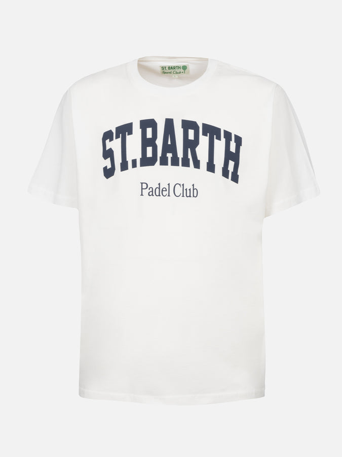 Mc2 Saint Barth T-shirt Uomo In Cotone Con Stampa Piazzata St. Barth Padel Club