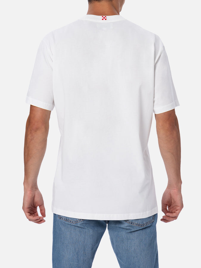 Mc2 Saint Barth T-shirt Uomo In Cotone Con Stampa Piazzata St. Barth Padel Club