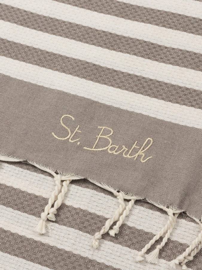 Mc2 Saint Barth Telo Mare Fouta In Cotone Con Stampa A Righe Marroni