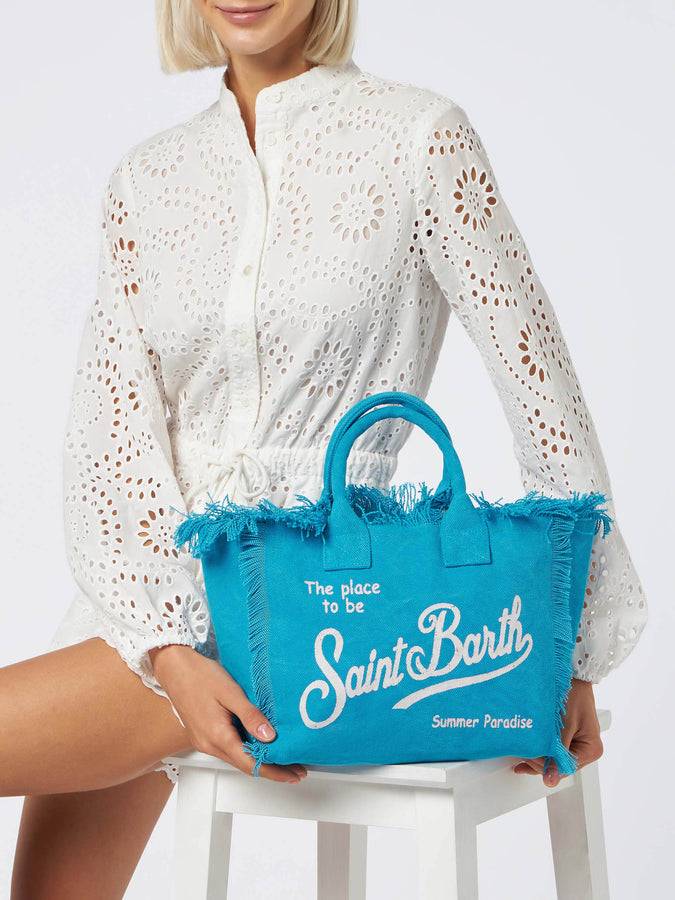 Mc2 Saint Barth Turquoise Cotton Canvas Colette Bag