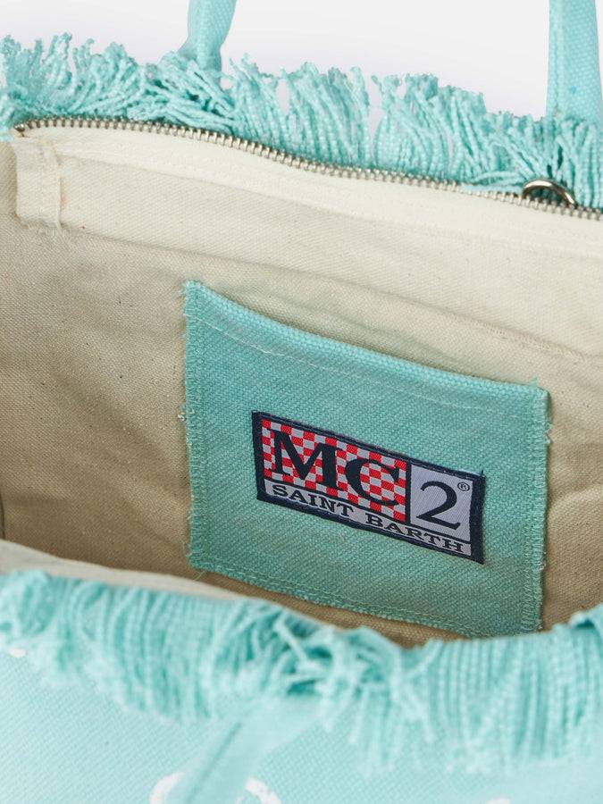 Mc2 Saint Barth Water Green Cotton Canvas Colette Handbag