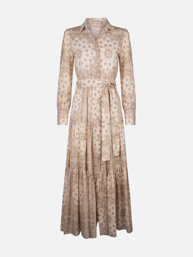 Mc2 Saint Barth Woman Beige Bandanna Cotton Dress Jensen