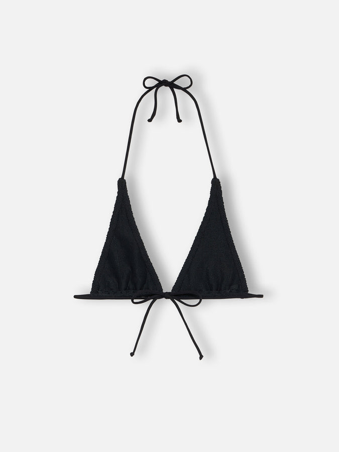 Mc2 Saint Barth Woman Black Crinkle Triangle Top Guiana