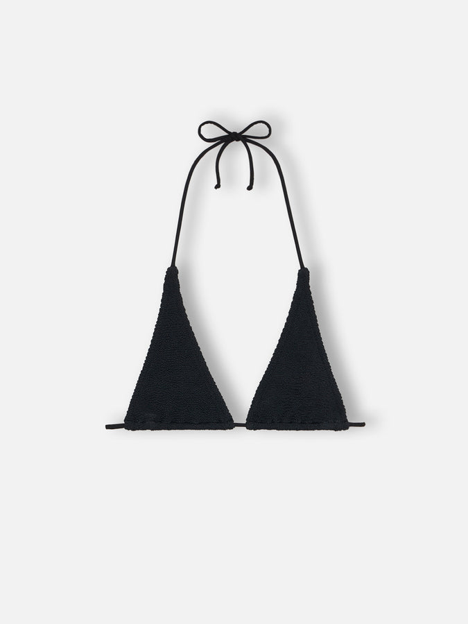 Mc2 Saint Barth Woman black crinkle triangle top Guiana
