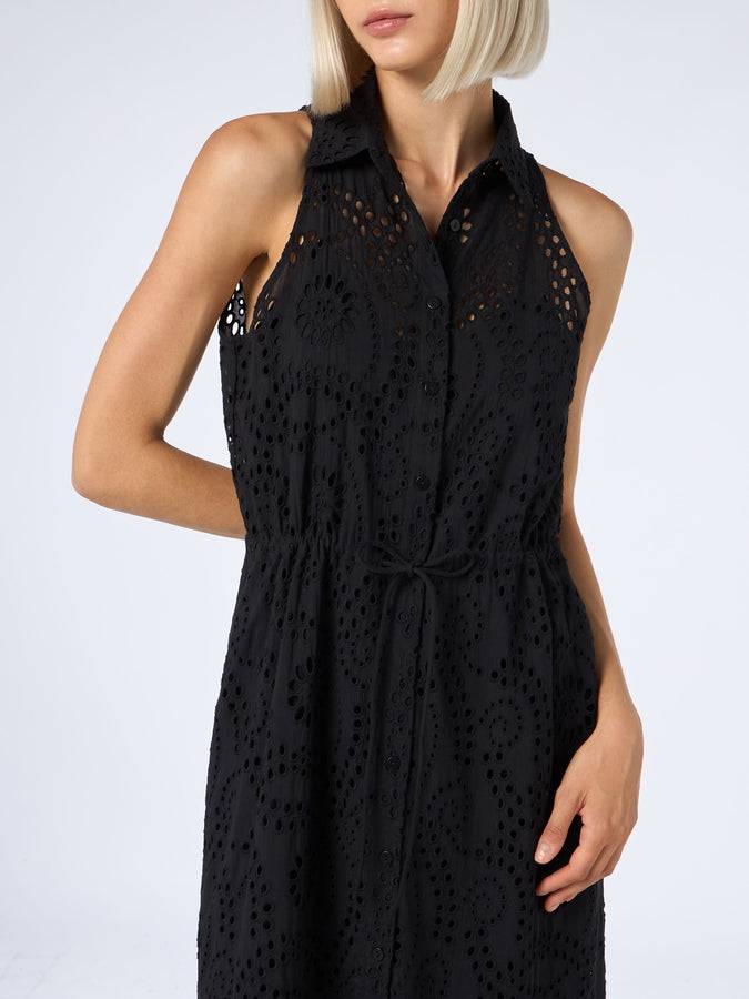 Mc2 Saint Barth Woman Black Sangallo Lace Halterneck Dress