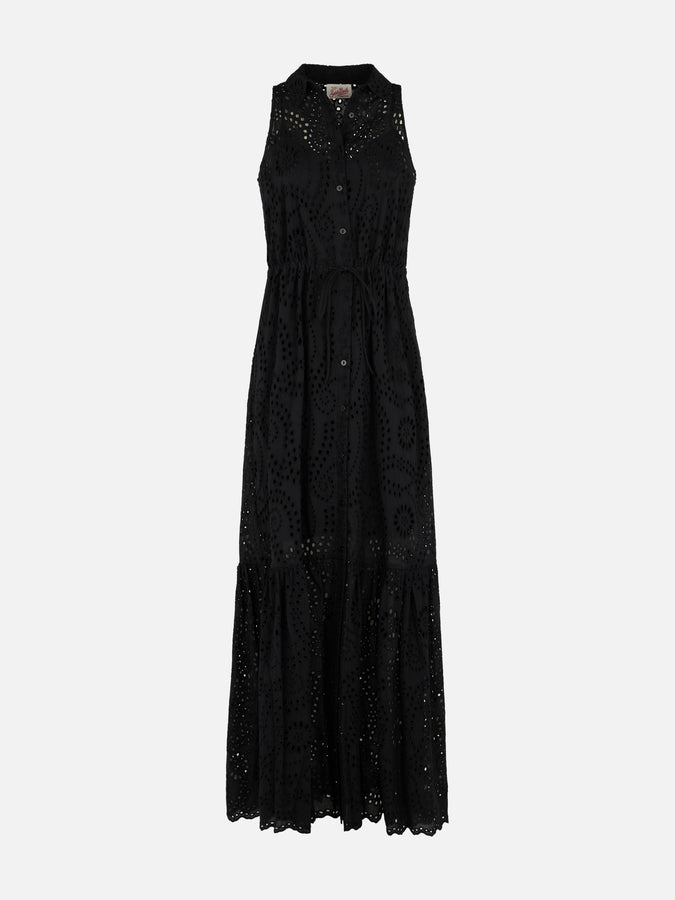 Mc2 Saint Barth Woman Black Sangallo Lace Halterneck Dress