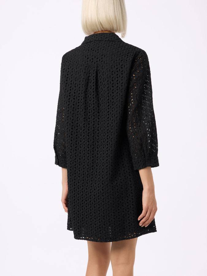 Mc2 Saint Barth Woman Black Sangallo Shirt Mini Dress