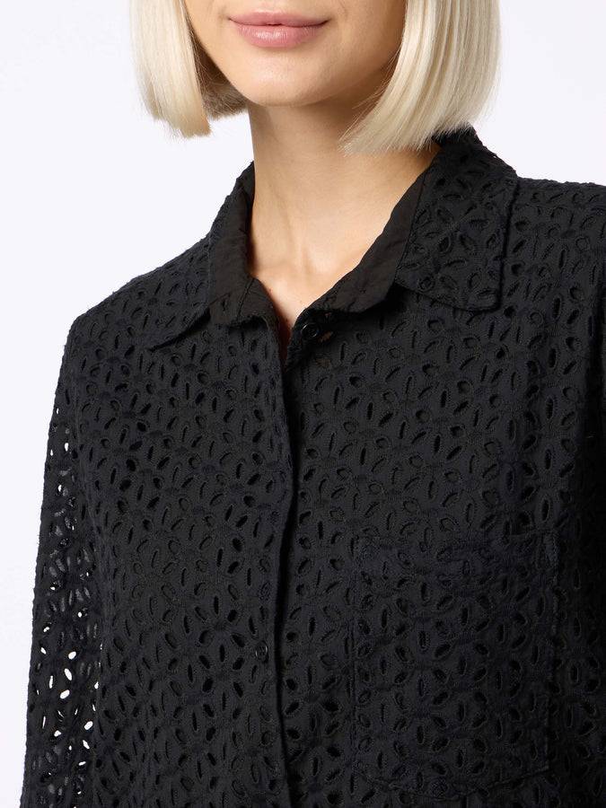 Mc2 Saint Barth Woman Black Sangallo Shirt Mini Dress