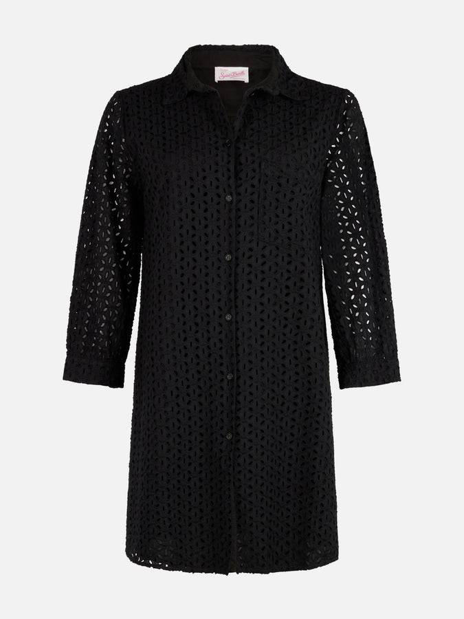 Mc2 Saint Barth Woman Black Sangallo Shirt Mini Dress