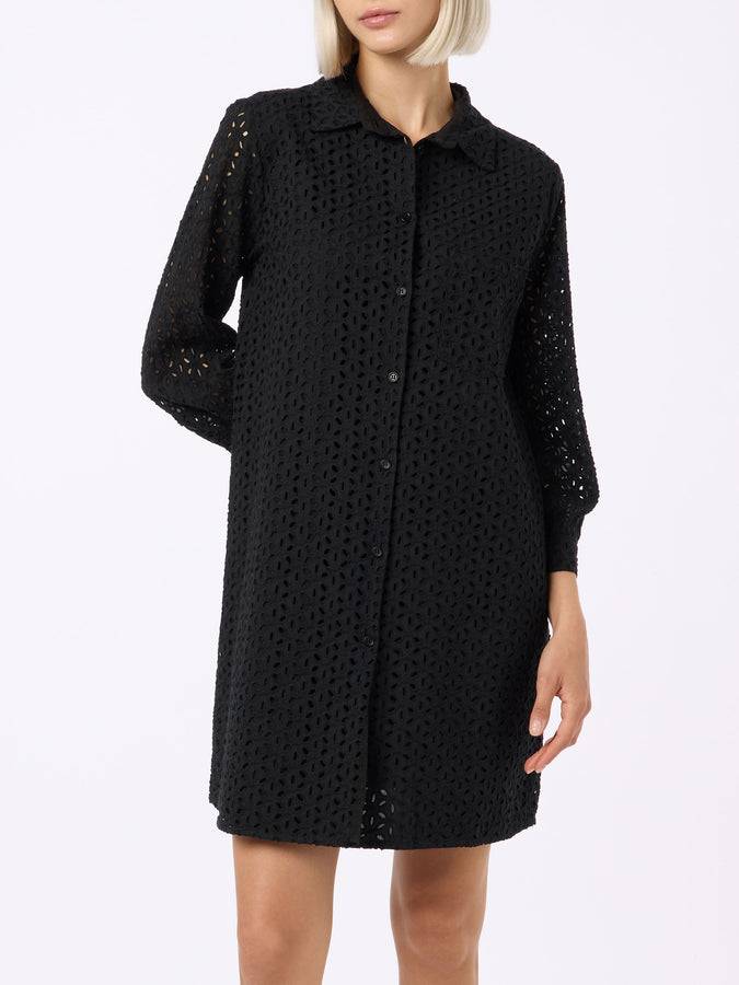Mc2 Saint Barth Woman black Sangallo shirt mini dress