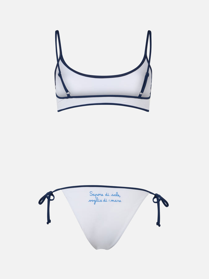 Mc2 Saint Barth Woman Bralette Bikini Maju With Voglia Di Amare Embroidery | @serepocaiontas SPECIAL EDITION