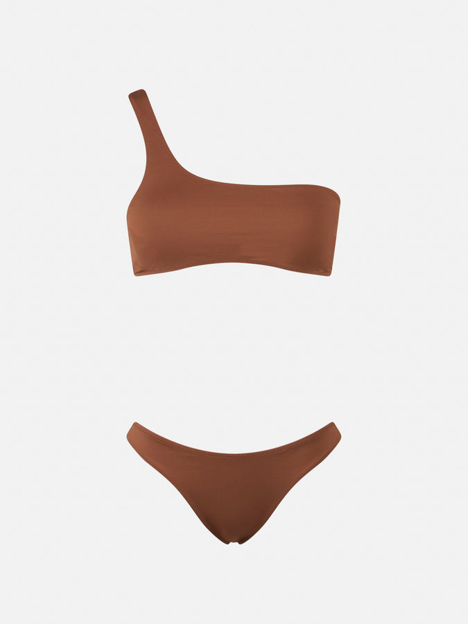 Mc2 Saint Barth Woman Brown One Shoulder Bralette Bikini Celestine Naomi