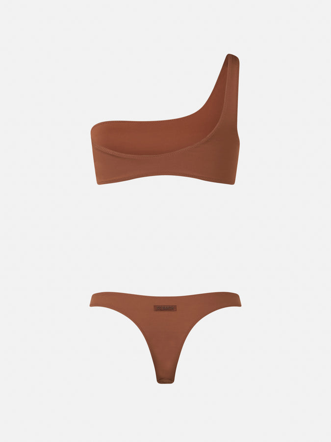 Mc2 Saint Barth Woman Brown One Shoulder Bralette Bikini Celestine Naomi