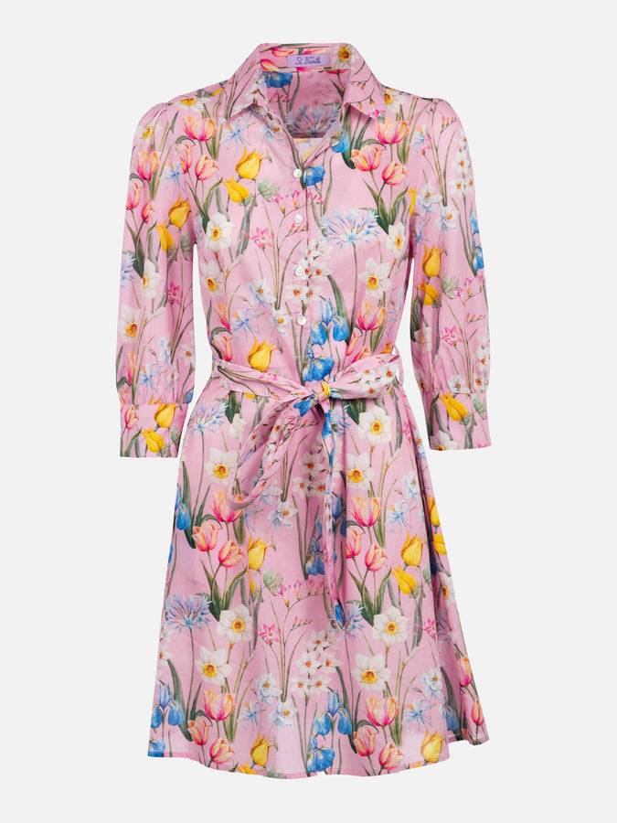 Mc2 Saint Barth Woman cotton dress Avery with tropical print