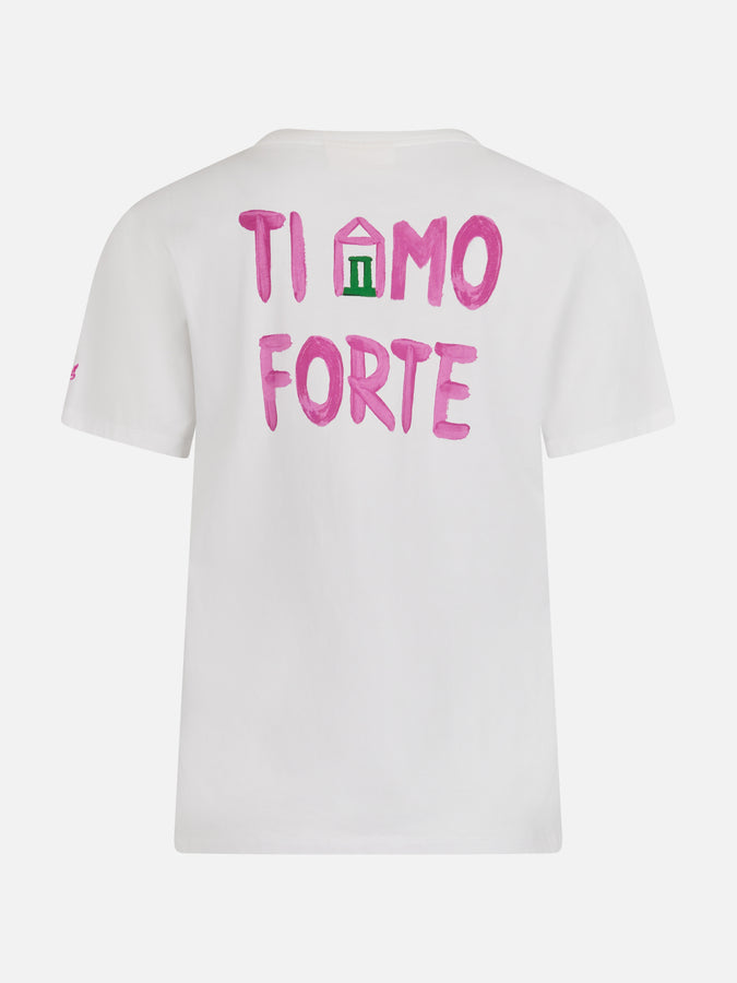 Mc2 Saint Barth Woman Cotton Jersey Crewneck T-shirt Emilie With Amo Forte Print | ALLE BOE SPECIAL EDITION