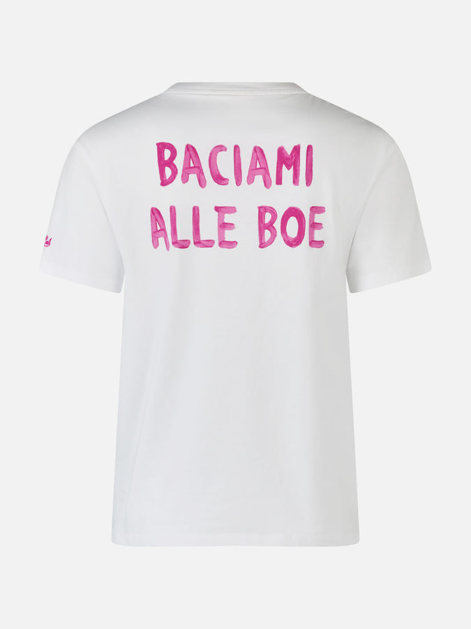 Mc2 Saint Barth Woman Cotton Jersey Crewneck T-shirt Emilie With Baciami Alle Boe Print | ALLE BOE SPECIAL EDITION