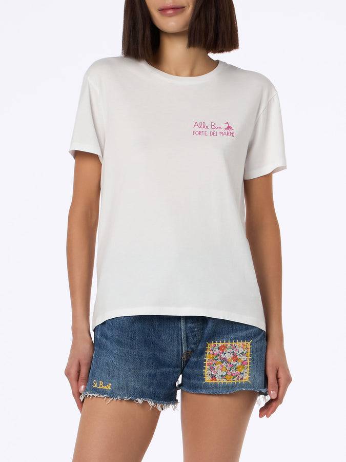 Mc2 Saint Barth Woman Cotton Jersey Crewneck T-shirt Emilie With Baciami Alle Boe Print | ALLE BOE SPECIAL EDITION