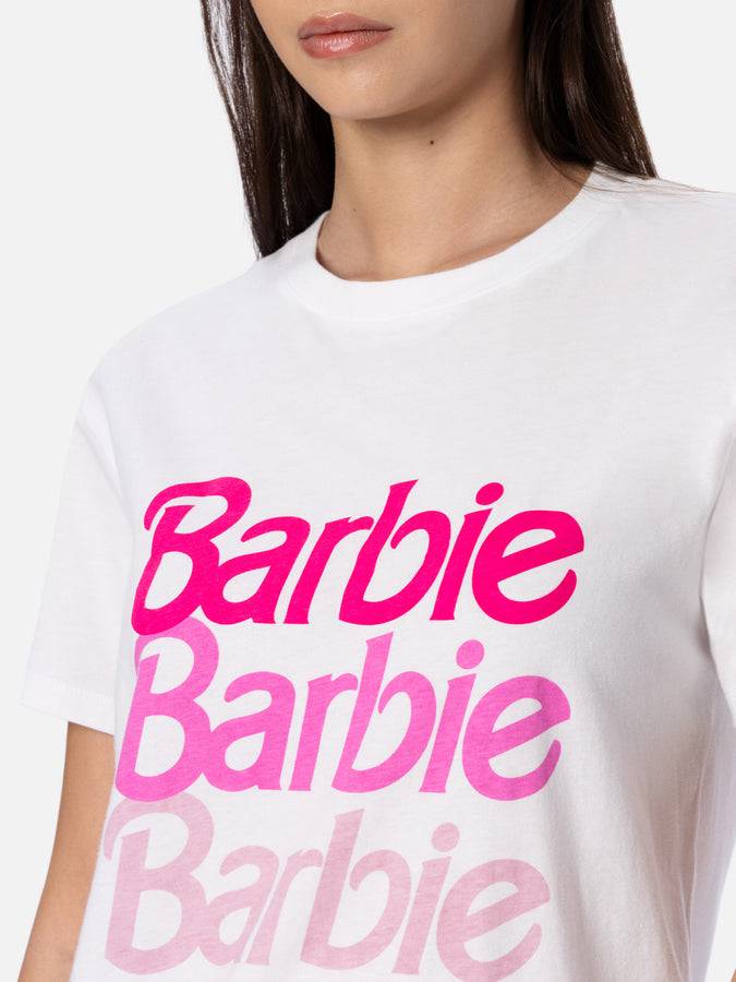 Mc2 Saint Barth Woman Cotton Jersey Crewneck T-shirt Emilie With Barbie Logo Print | BARBIE SPECIAL EDITION