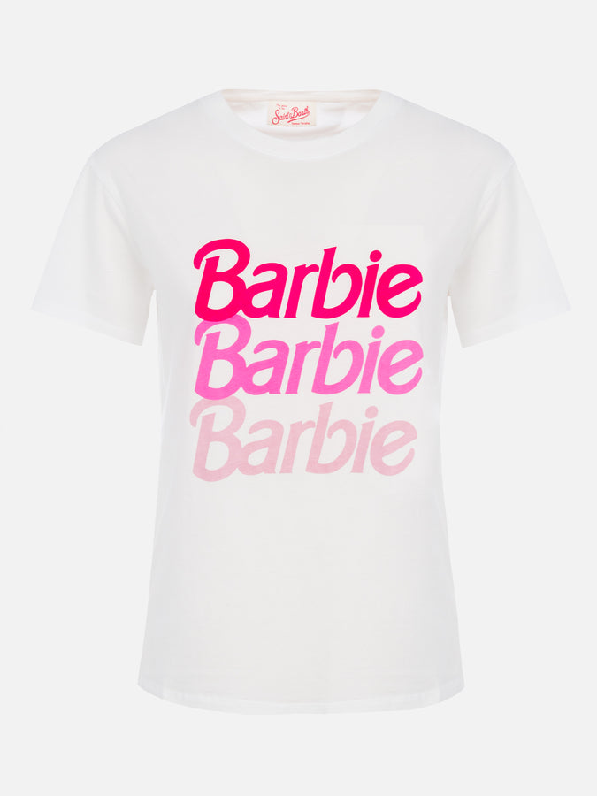 Mc2 Saint Barth Woman Cotton Jersey Crewneck T-shirt Emilie With Barbie Logo Print | BARBIE SPECIAL EDITION