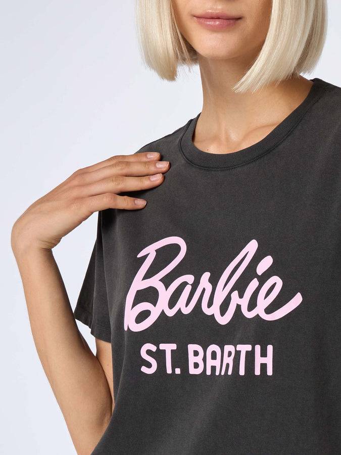 Mc2 Saint Barth Woman Cotton Jersey Crewneck T-shirt Emilie With Barbie St. Barth Print | BARBIE SPECIAL EDITION