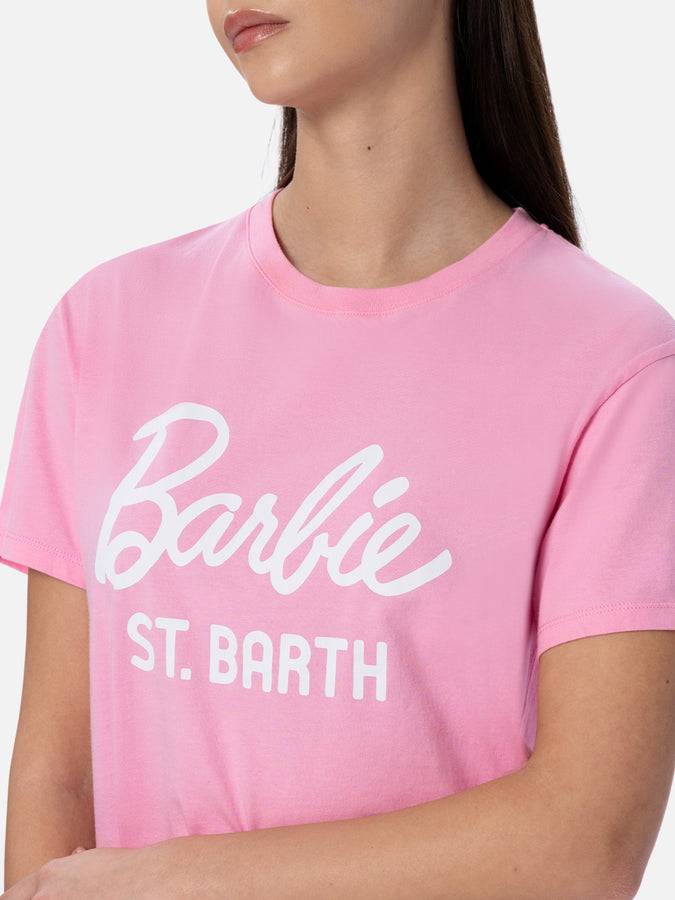 Mc2 Saint Barth Woman Cotton Jersey Crewneck T-shirt Emilie With Barbie St. Barth Print | BARBIE SPECIAL EDITION