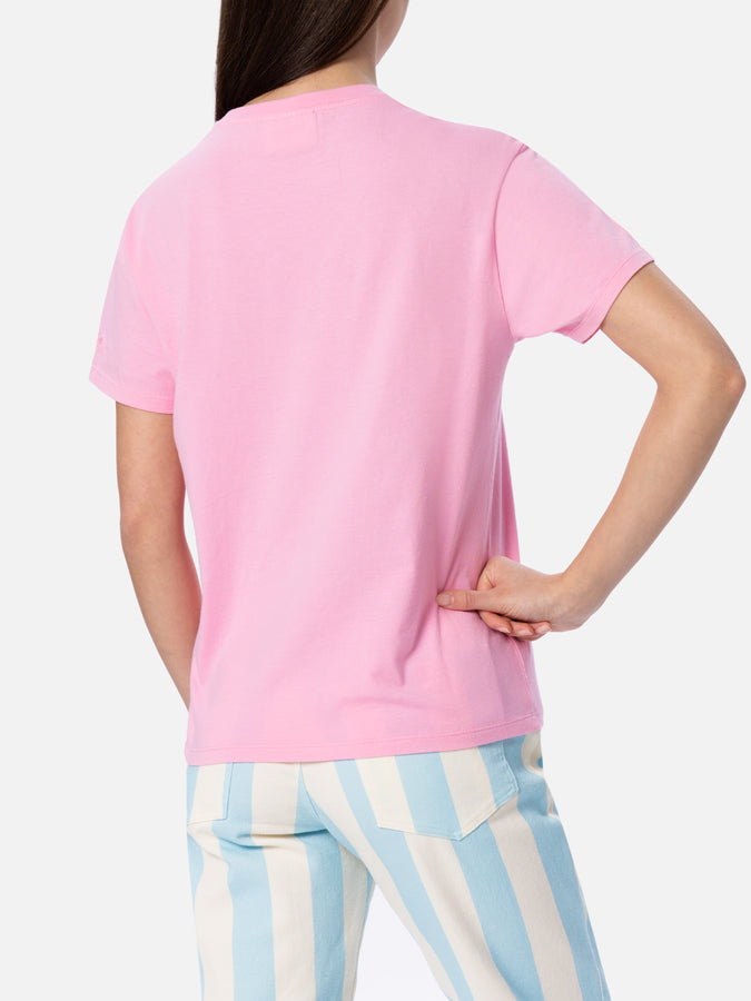 Mc2 Saint Barth Woman Cotton Jersey Crewneck T-shirt Emilie With Barbie St. Barth Print | BARBIE SPECIAL EDITION