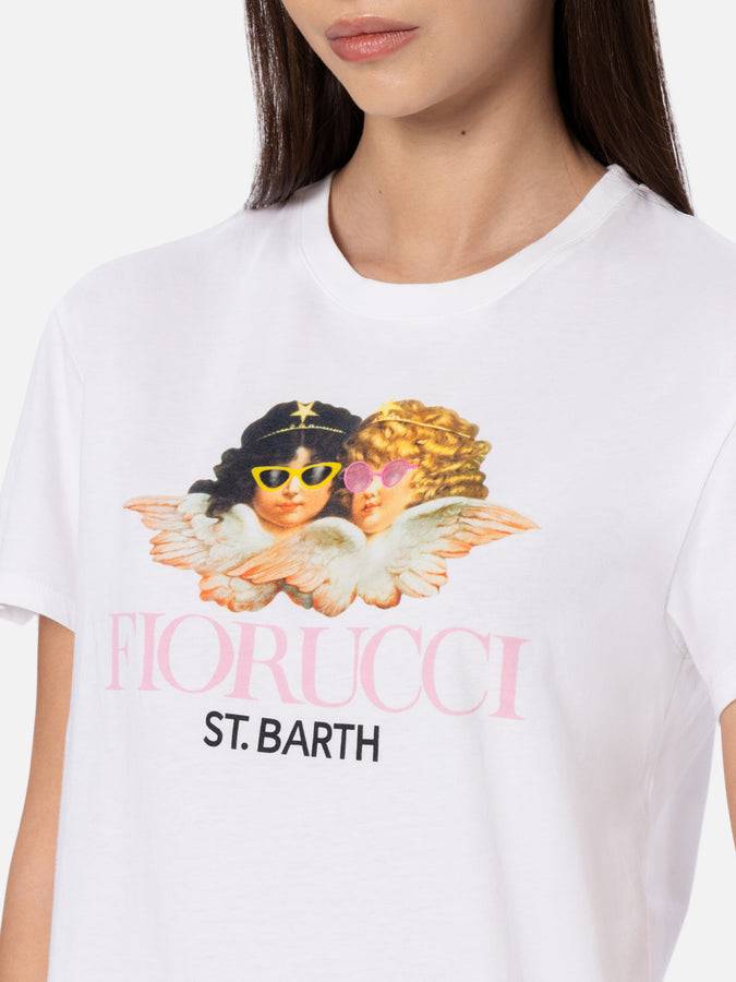 Mc2 Saint Barth Woman Cotton Jersey Crewneck T-shirt Emilie With Fiorucci Angels Placed Print | FIORUCCI SPECIAL EDITION