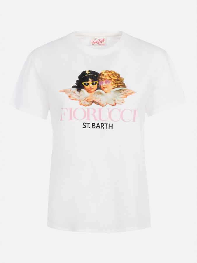 Mc2 Saint Barth Woman Cotton Jersey Crewneck T-shirt Emilie With Fiorucci Angels Placed Print | FIORUCCI SPECIAL EDITION