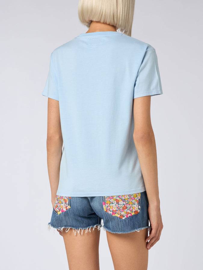 Mc2 Saint Barth Woman Cotton Jersey Crewneck T-shirt Emilie With St Barth Beach Club Print