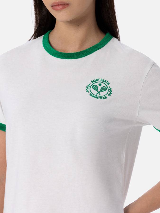 Mc2 Saint Barth Woman Cotton Jersey Crewneck T-shirt Emilie With Terry Details