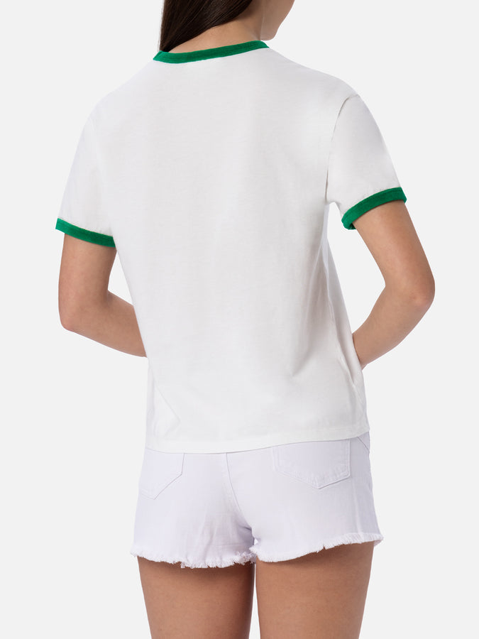 Mc2 Saint Barth Woman Cotton Jersey Crewneck T-shirt Emilie With Terry Details