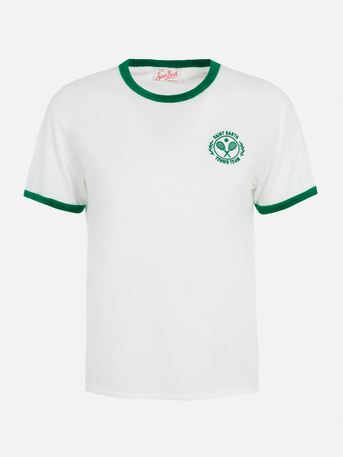 Mc2 Saint Barth Woman Cotton Jersey Crewneck T-shirt Emilie With Terry Details