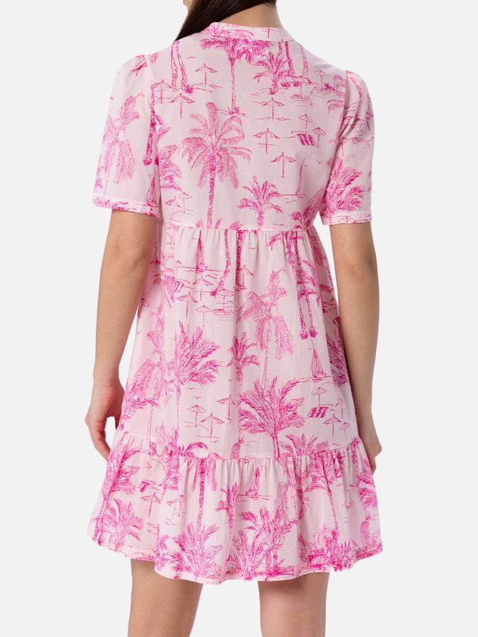 Mc2 Saint Barth Woman Cotton Voile Short Dress Siara With Toile De Jouy Print